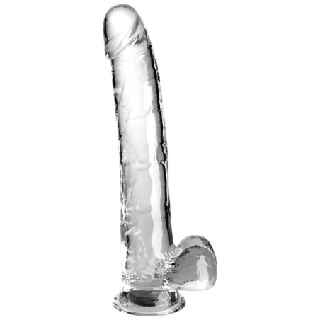 KING COCK - PRZEZROCZYSTY DILDO Z JADRAMI 24,8 CM PRZEZROCZYSTY