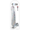 KING COCK - PRZEZROCZYSTY DILDO Z JADRAMI 24,8 CM PRZEZROCZYSTY