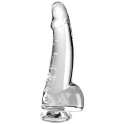 KING COCK - PRZEZROCZYSTY DILDO Z JADRAMI 15,2 CM PRZEZROCZYSTY