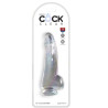 KING COCK - PRZEZROCZYSTY DILDO Z JADRAMI 15,2 CM PRZEZROCZYSTY