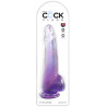 KING COCK - PRZEZROCZYSTY DILDO Z JADRAMI 19 CM FIOLETOWY