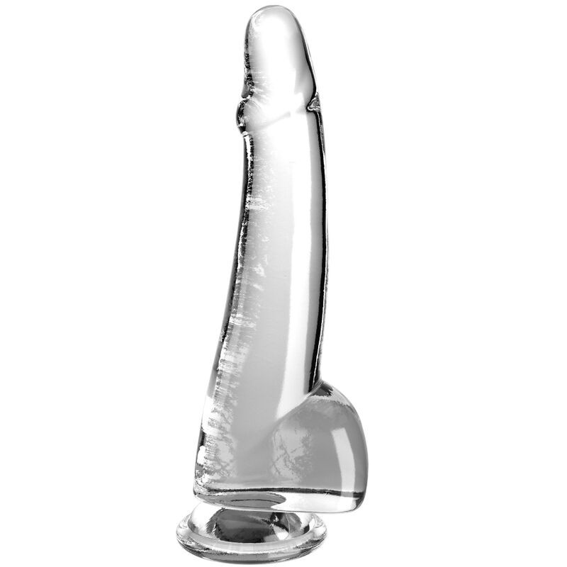 KING COCK - PRZEZROCZYSTY DILDO Z JADRAMI 19 CM PRZEZROCZYSTY