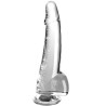 KING COCK - PRZEZROCZYSTY DILDO Z JADRAMI 19 CM PRZEZROCZYSTY