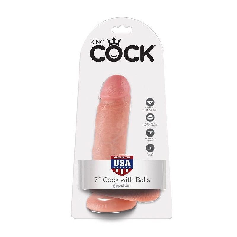 KING COCK - 7 DILDO FLESH WITH BALLS 17.8 CM