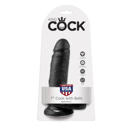 KING COCK - 7 DILDO CZARNYCH Z KULKAMI 17,8 CM