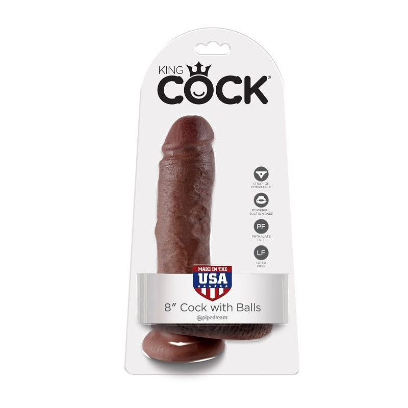 KING COCK 8" COCK BROWN WITH BALLS 20.3 CM