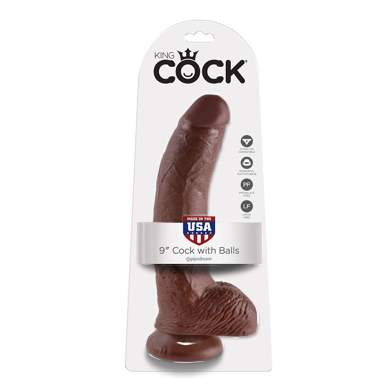 KING COCK - 9 DILDO BROWN WITH BALLS 22.9 CM