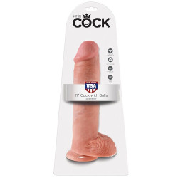 KING COCK - 11 MIES DILDO Z KULKAMI 28 CM