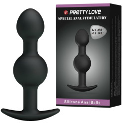 PRETTY LOVE - SPECJALNE SILIKONOWE KULKI ANALNE STYMULACYJNE 10,3 CM CZARNE