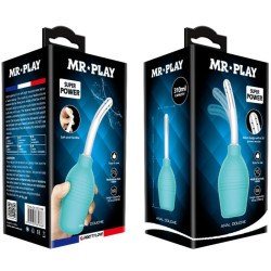 MR PLAY - NIEBIESKI GUMOWY PRYSZNIC ANALNY GRUSZKA