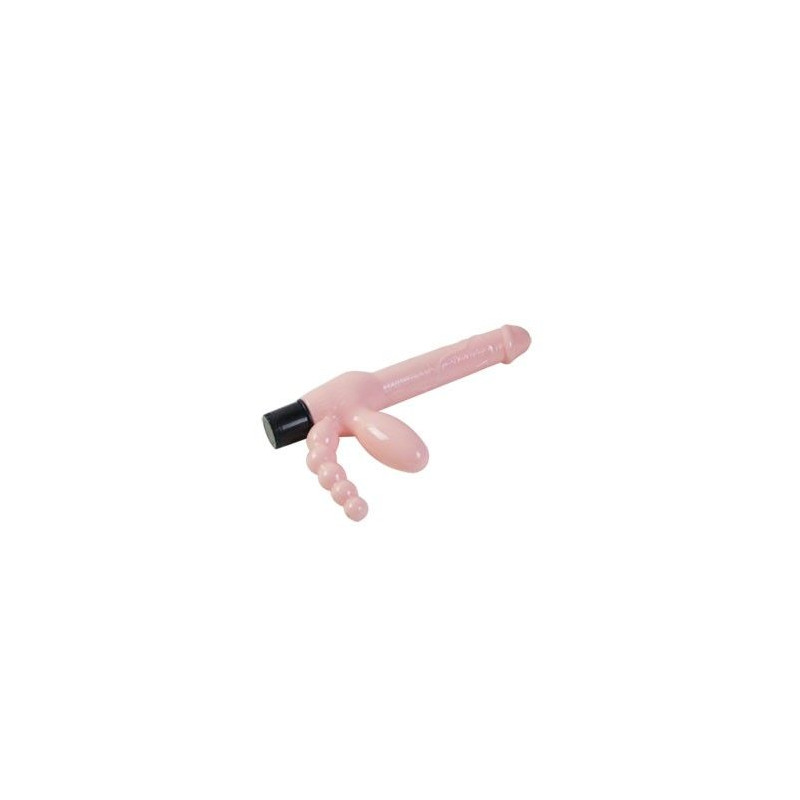 BAILE - ARNÊS SEM CORDA TPR COM VIBRAO E ESTIMULAO ANAL 25.4 CM