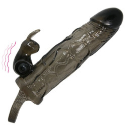 BAILE - BRAVE MAN OSLONA NA PENIS Z KROLIKIEM CZARNA 16,5 CM