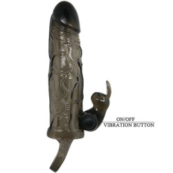 BAILE - BRAVE MAN OSLONA NA PENIS Z KROLIKIEM CZARNA 16,5 CM