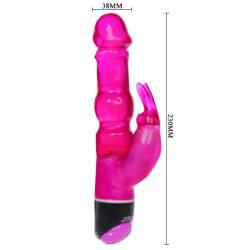 BAILE - WIBRATOR FALE PRZYJEMNOSCI FANTASY Z LILIOWYM KROLIKIEM 23 CM