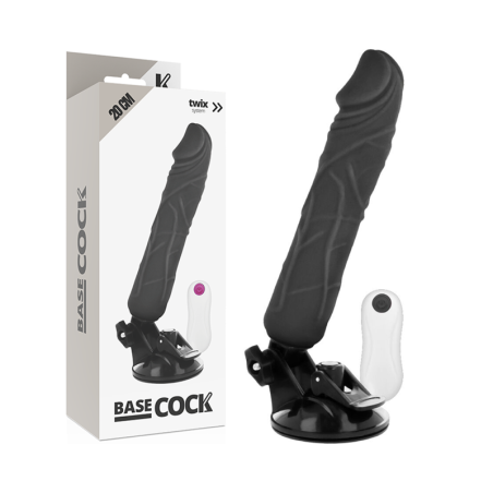 BASECOCK - REALISTYCZNY WIBRATOR ZDALNIE STEROWANY CZARNY 20 CM -O- 4 CM