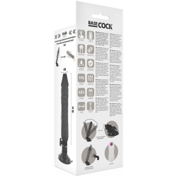 BASECOCK - REALISTYCZNY WIBRATOR ZDALNIE STEROWANY CZARNY 20 CM -O- 4 CM
