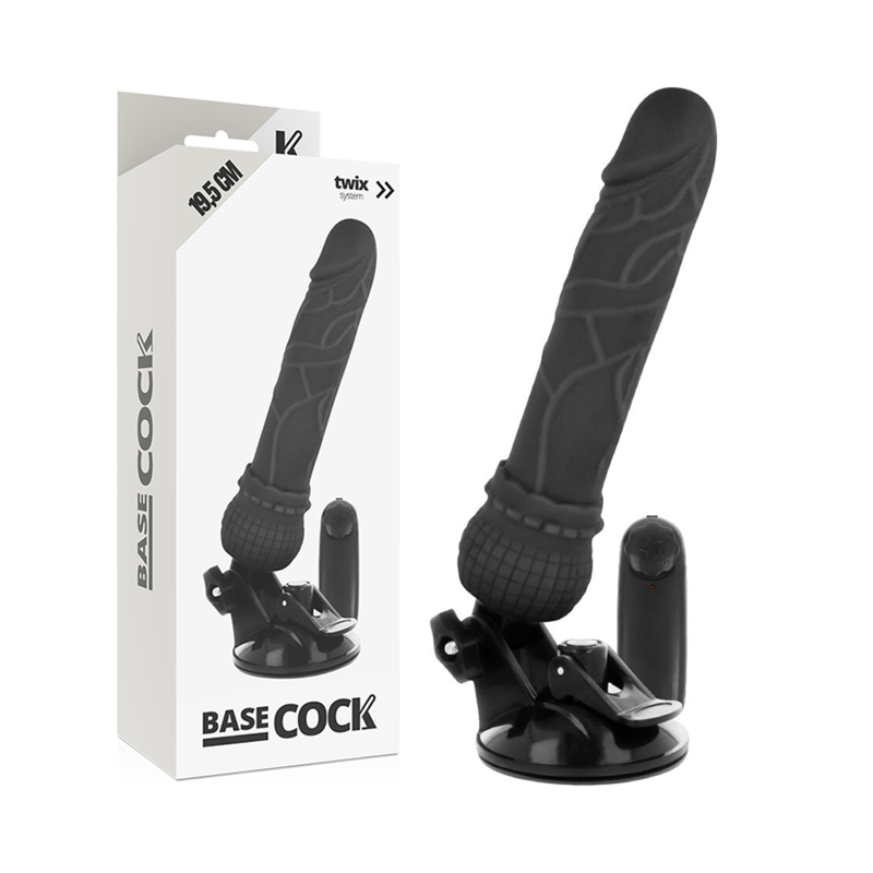 BASECOCK - REALISTYCZNY WIBRATOR PILOT ZDALNEGO STEROWANIA CZARNY 19.5 CM -O- 4 CM