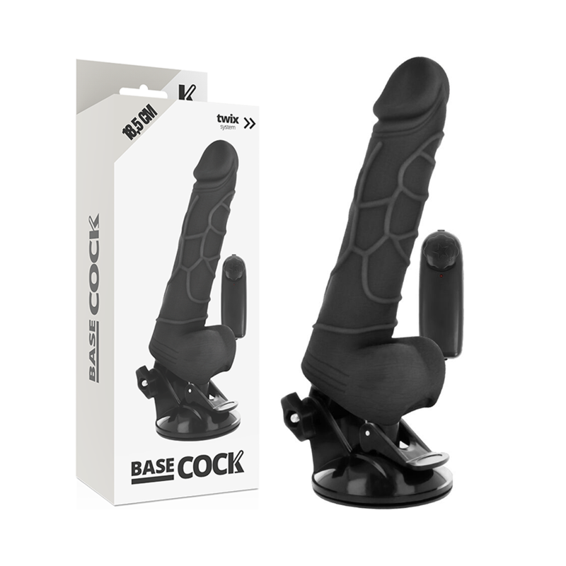 BASECOCK - REALISTYCZNY WIBRATOR PILOT ZDALNEGO STEROWANIA CZARNY 18.5 CM -O- 4CM