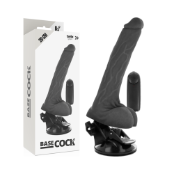 BASECOCK - REALISTYCZNY CZARNY WIBRATOR ZDALNIE STEROWANY Z JADRAMI 20 CM -O- 4 CM