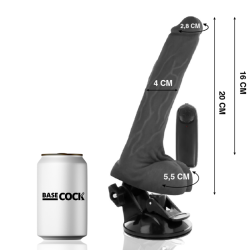 BASECOCK - REALISTYCZNY CZARNY WIBRATOR ZDALNIE STEROWANY Z JADRAMI 20 CM -O- 4 CM