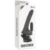 BASECOCK - REALISTYCZNY CZARNY WIBRATOR ZDALNIE STEROWANY Z JADRAMI 20 CM -O- 4 CM