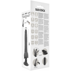 BASECOCK - REALISTYCZNY CZARNY WIBRATOR ZDALNIE STEROWANY Z JADRAMI 20 CM -O- 4 CM