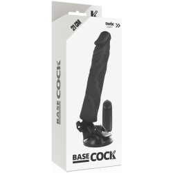 BASECOCK - CONTROLE REMOTO VIBRADOR REALÍSTICO PRETO 21 CM -O- 4 CM