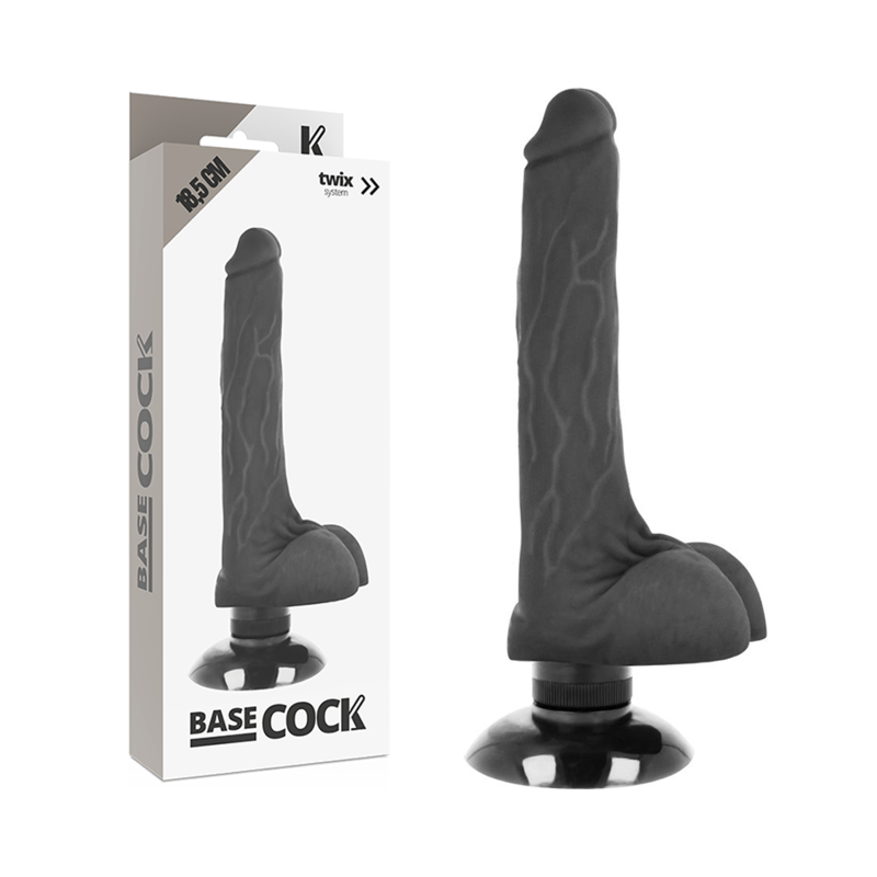 BASECOCK - REALISTYCZNY WIBRATOR 2-1 CZARNY 18.5 CM -O- 4 CM