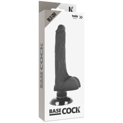 BASECOCK - REALISTYCZNY WIBRATOR 2-1 CZARNY 18.5 CM -O- 4 CM