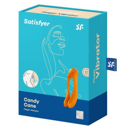 SATISFYER - WIBRATOR NA PALCE CANDY CANE POMARANCZOWY