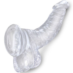 KING COCK - JASNY, REALISTYCZNY ZAkrzywiONY PENIS Z KULKAMI 16,5 CM PRZEZROCZYSTY