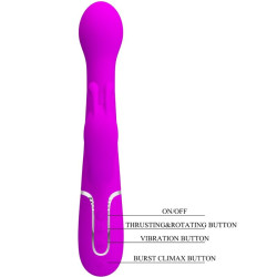 PRETTY LOVE - VIBRATORE DEJON RABBIT 3 IN 1 VIOLA MULTIFUNZIONE