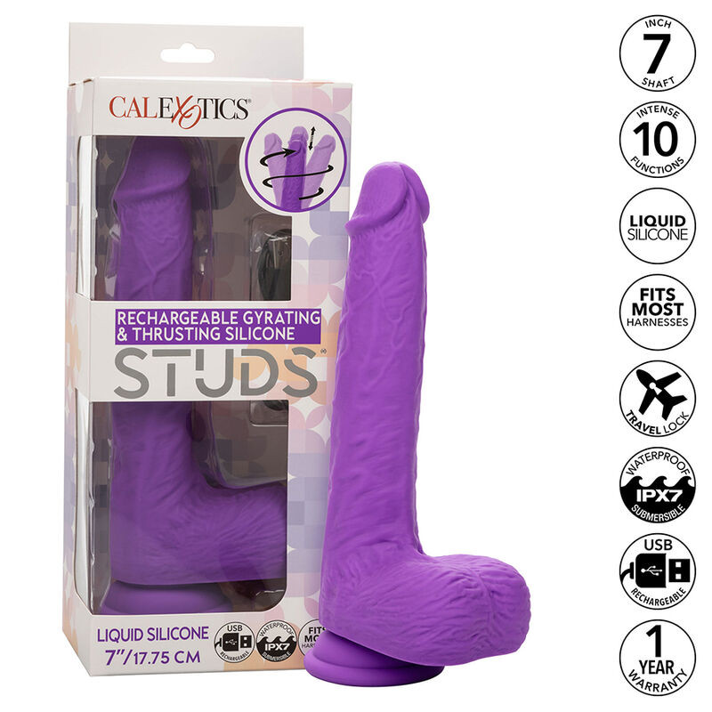 CALEXOTICS - STUDS WIBRATOR AKUMULATOROWY I OBROTOWY 10 WIBRACJI FIOLETOWY