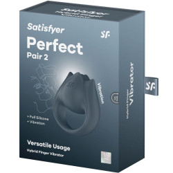 SATISFYER - PERFECT PAIR 2 MULTIWIBRATOR 2 W 1 PENIS RING I STYMULATOR PALCA SZARY