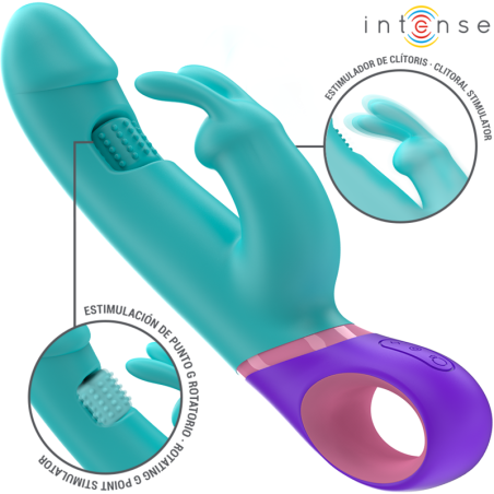 INTENSE - MONICA WIBRATOR  RABBIT Z OBROTOWYM STYMULATOREM PUNKTU G NIEBIESKI