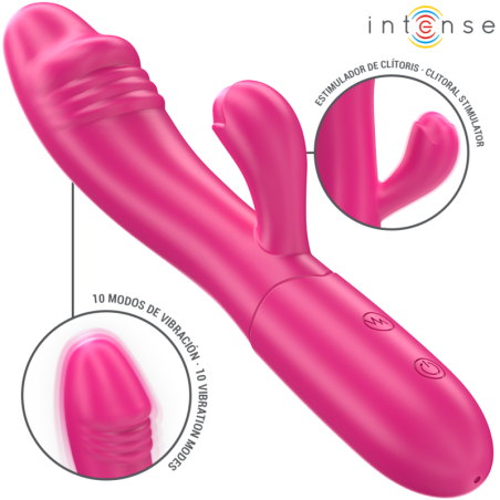 INTENSE - IVY WIBRATOR ELASTYCZNY 10 WIBRACJI Z STYMULUJĄCYM JĘZYKIEM RÓŻOWY