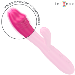 INTENSE - IVY WIBRATOR ELASTYCZNY 10 WIBRACJI Z STYMULUJĄCYM JĘZYKIEM RÓŻOWY