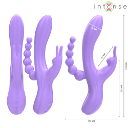 INTENSE - MIKO TRIPLE WIBRATOR KRÓLIK I STYMULATOR I ANAL 7 WIBRACJI FIOLETOWY