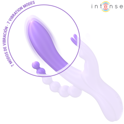 INTENSE - MIKO TRIPLE WIBRATOR KRÓLIK I STYMULATOR I ANAL 7 WIBRACJI FIOLETOWY