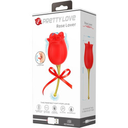 PRETTY LOVE - ROSE LOVER ROSE STYMULATOR ŁECHTACZKI 12 WIBRACJI CZERWONY
