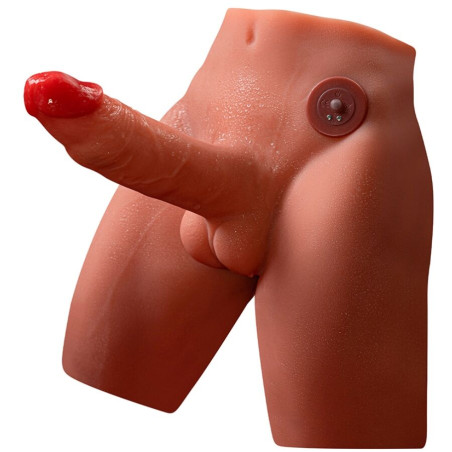 XISE - JASON REALISTYCZNY MASTURBATOR DILDO Z WCISKANIEM I WIBRACJĄ 17 CM