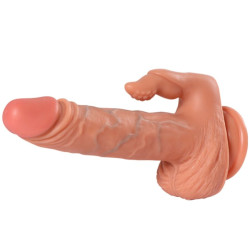 SHEQU - JULIAN DILDO I STYMULATOR ŁECHTACZKI Z WIBRACJĄ I PILOTEM 16 CM
