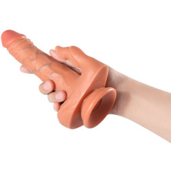 SHEQU - JULIAN DILDO I STYMULATOR ŁECHTACZKI Z WIBRACJĄ I PILOTEM 16 CM
