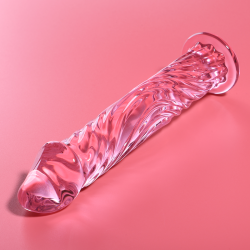 NEBULA SERIES BY IBIZA - MODELLO 12 DILDO IN VETRO BOROSILICATO ROSA 17 CM -O- 3.5 CM