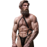 FETISH SUBMISSIVE ATTITUDE - ARNÊS DE COURO ECOLÓGICO MASCULINO COM TIRAS JOGADORAS