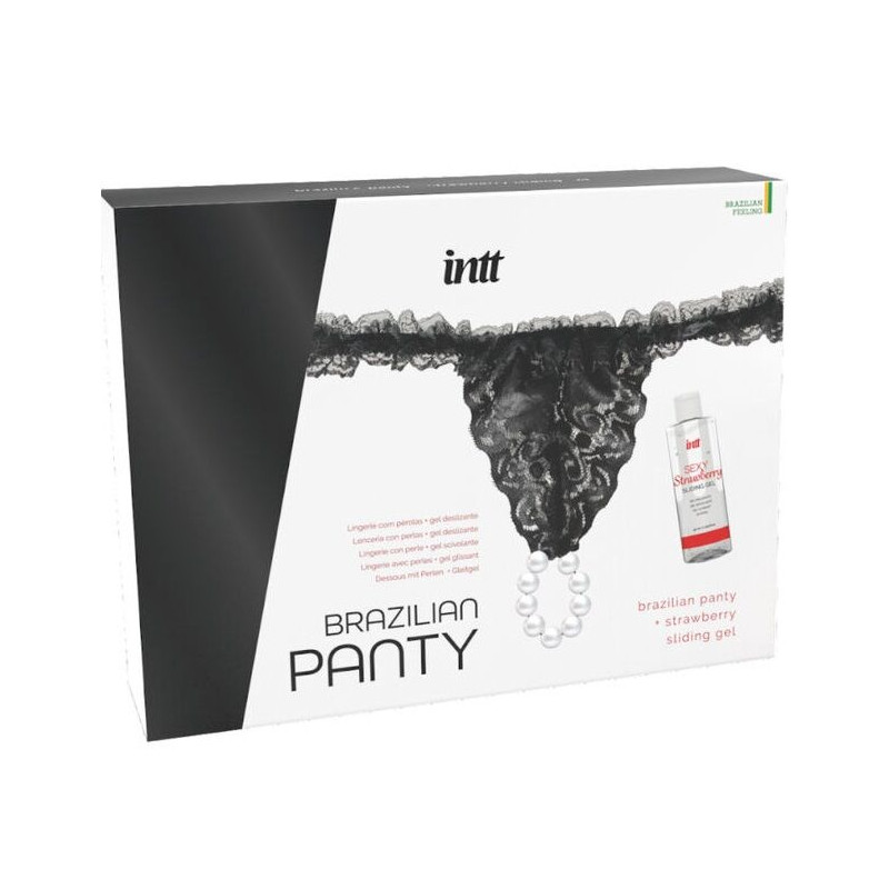 INTT RELEASES - CALÇA PRETA BRASILEIRA COM PÉROLAS E GEL LUBRIFICANTE 50 ML