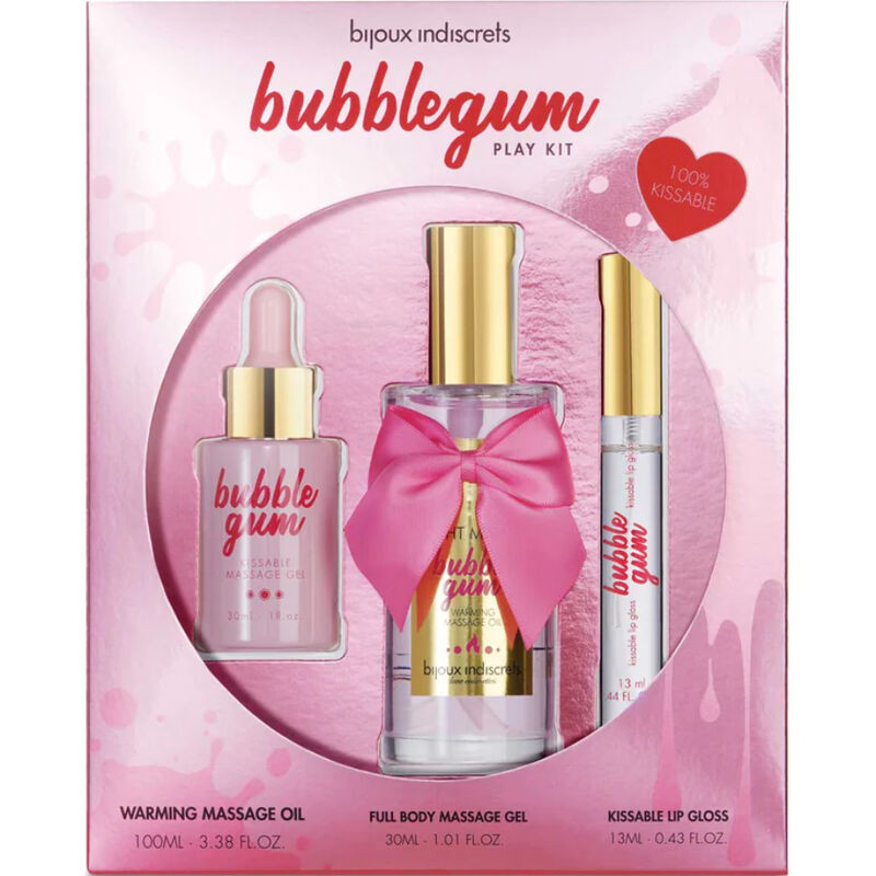 BIJOUX - NIEDYSKRETNY ZESTAW DO ZABAWY GUMY BUBBLEGUM Z OLEJNYM ZELEM I BLYSZCZAKIEM