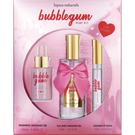 BIJOUX - NIEDYSKRETNY ZESTAW DO ZABAWY GUMY BUBBLEGUM Z OLEJNYM ZELEM I BLYSZCZAKIEM