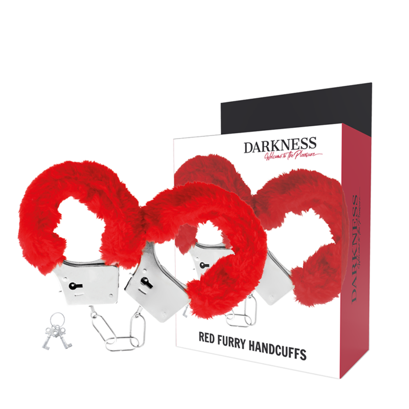 DARKNESS - RED LINED METAL HANDCUFFS DARKNESS - RED LINED METAL HANDCUFFS