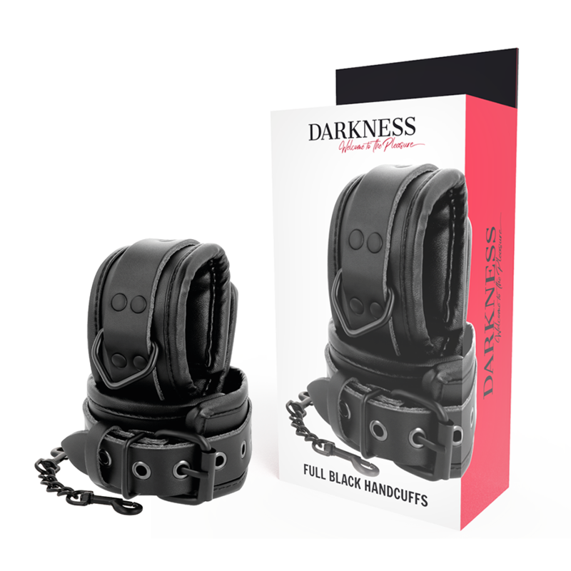 DARKNESS - ESPOSAS AJUSTABLES MANOS LEATHER NEGRO DARKNESS - ESPOSAS AJUSTABLES MANOS LEATHER NEGRO